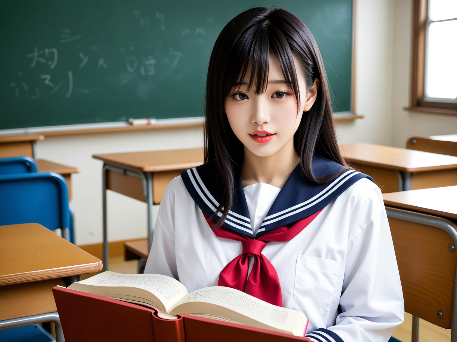 エロすぎ｜セーラーJKの教室誘惑｜無料AIエロ画像28枚 2/28