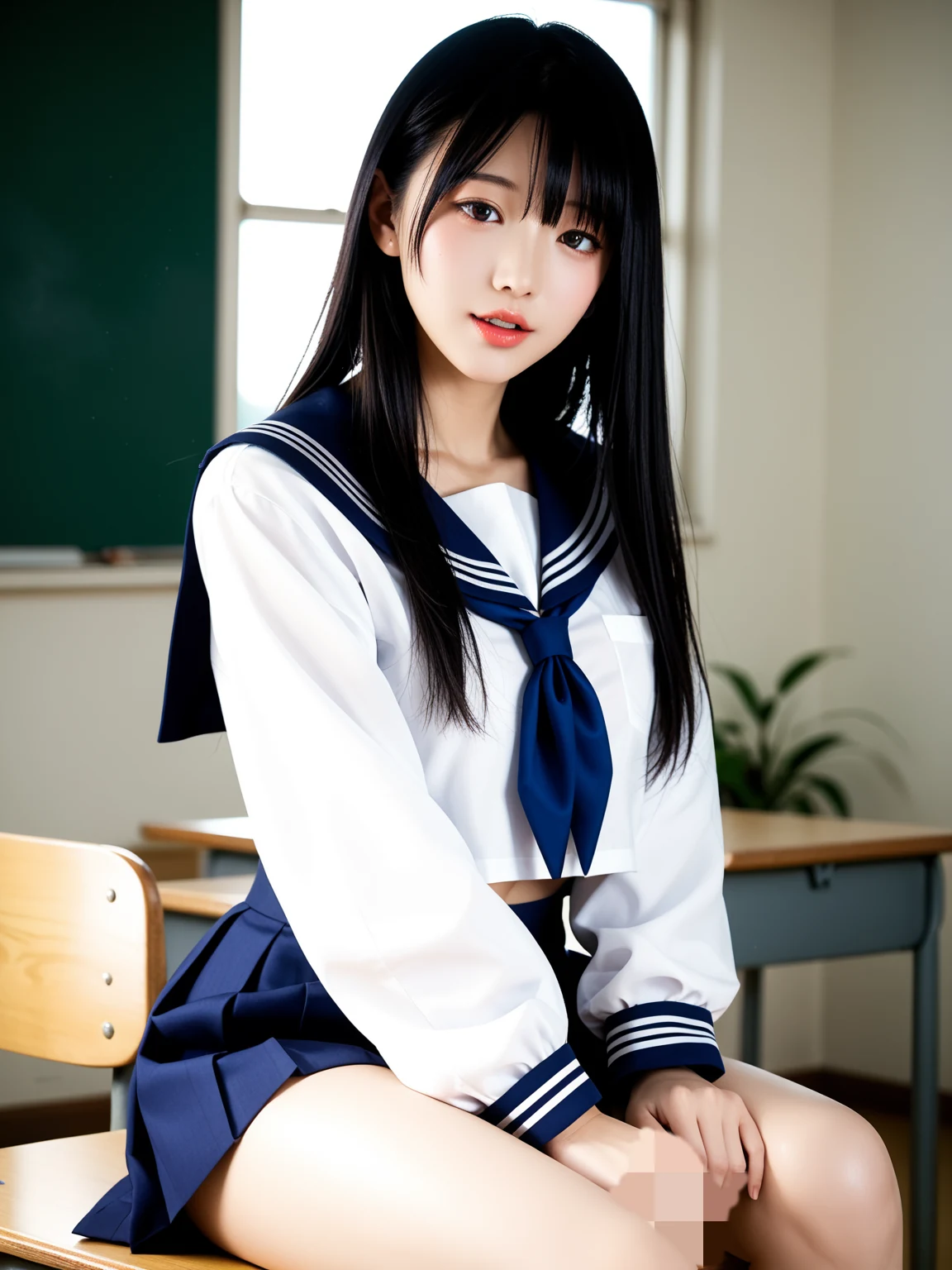 エロすぎ｜セーラーJKの教室誘惑｜無料AIエロ画像28枚 4/28