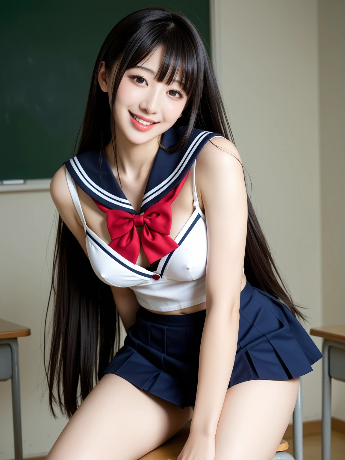エロすぎ｜セーラーJKの教室誘惑｜無料AIエロ画像28枚 6/28
