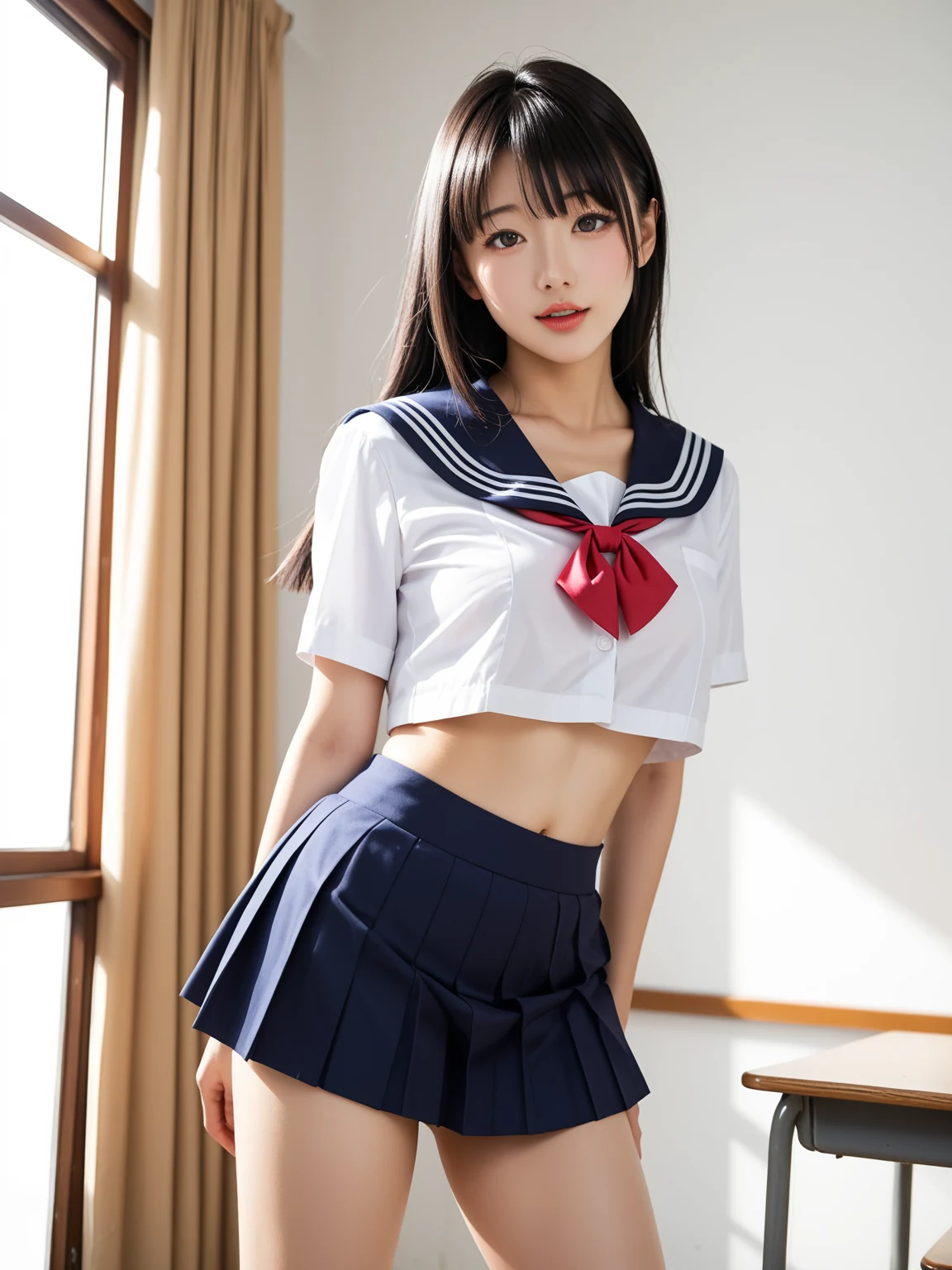 エロすぎ｜セーラーJKの教室誘惑｜無料AIエロ画像28枚 8/28