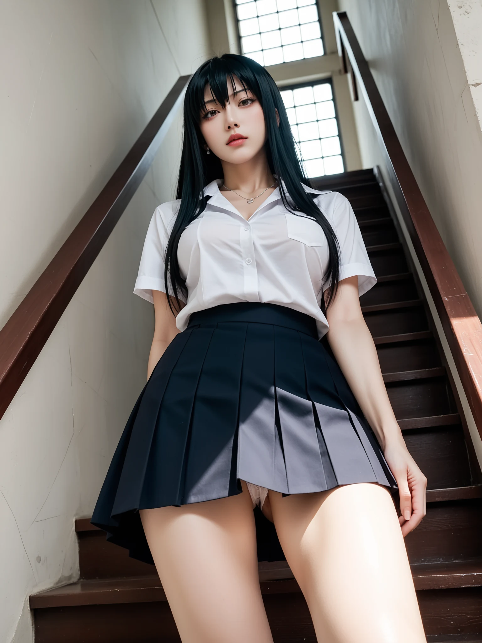パンチラ天国｜制服JKの階段パンチラ盗撮｜無料AIエロ画像28枚
