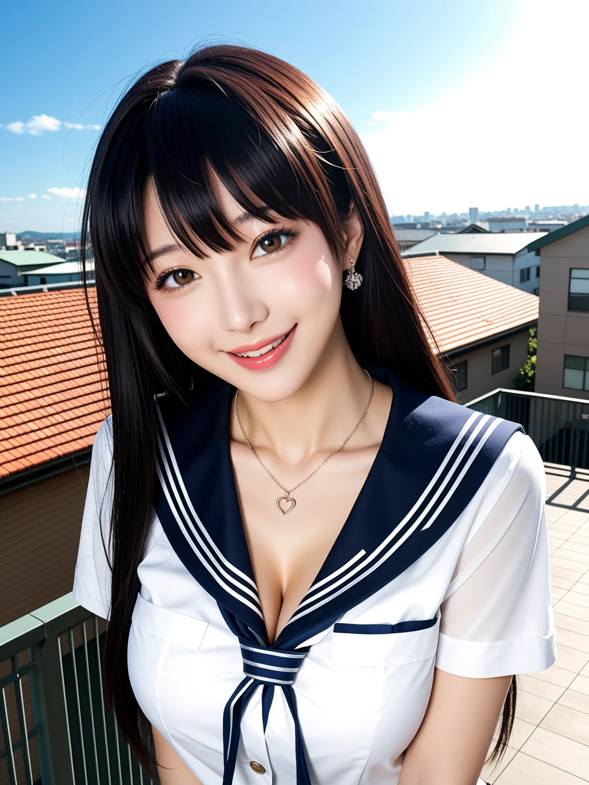 エロすぎ｜制服JKの屋上誘惑｜無料AIエロ画像31枚 4/31