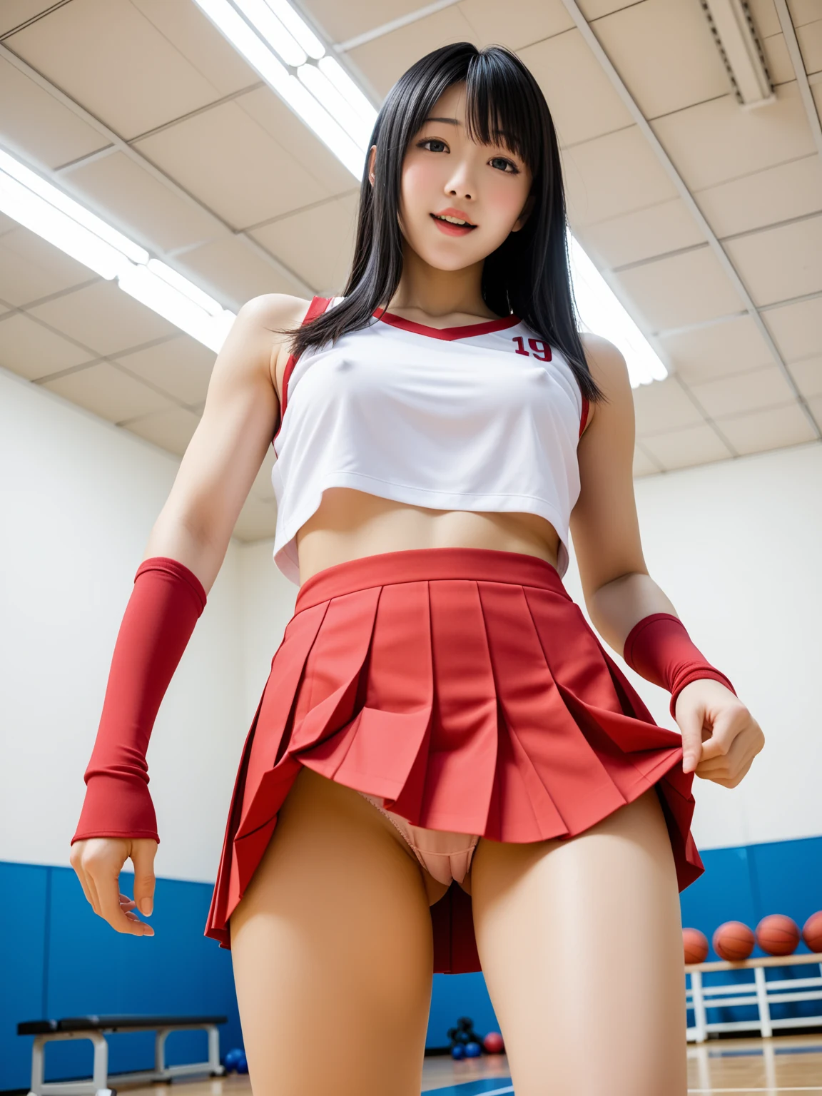 これ反則だろ｜チアJKの体育館パンチラ｜無料AIエロ画像25枚 19/25