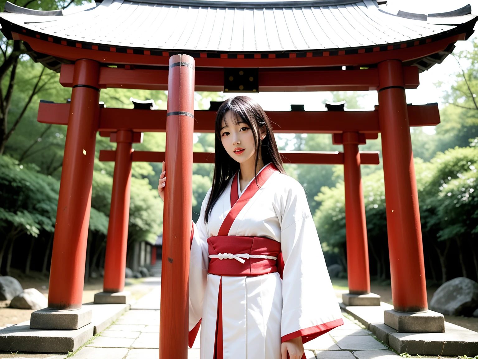 息が止まる｜黒髪ロング巫女の神社脱衣誘惑｜無料AIエロ画像27枚 3/27